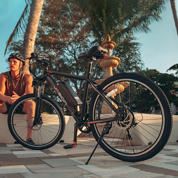 Jasion EB5 Electric Bike for Adults with Peak 1000W Brushless Motor, 40Miles 20MPH Commuting Electric Mountain Bike with 360Wh Removable Battery, 7-Speed, 26" Tires and Front Fork Suspension