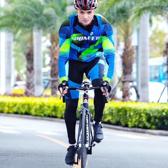sponeed Cycling Clothes for Men Long Sleeve Mountain Bike Road Bicycle Shirt Jerseys Padded Pants Biking Outfits