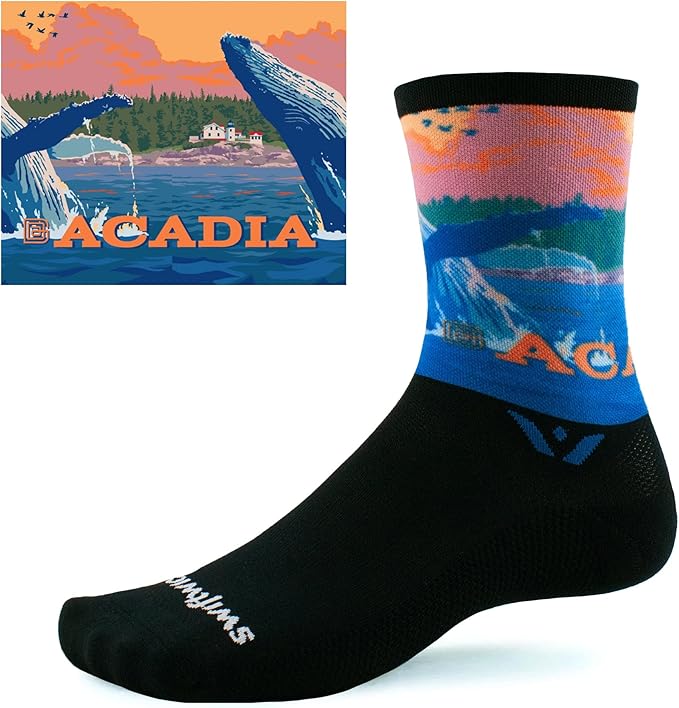 Swiftwick VISION IMPRESSION Crew, National Parks/States Edition, Running, Hiking and Cycling Socks