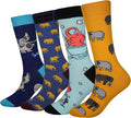 Cansok Men's 2/4 Packs Fun Crazy Novelty Dress Crew Socks