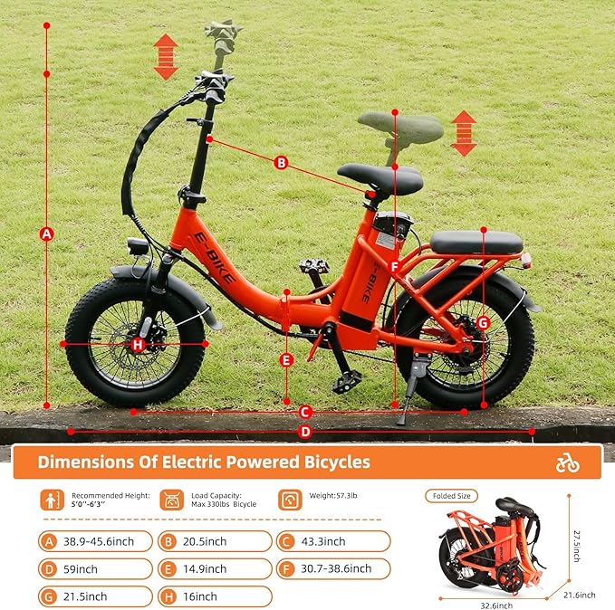 Electric Bike for Adults, 750W Long Range Foldable Ebike with One/Dual Removable Battery, 40-120 Mile/25-30MPH, 20"/16“ Fat Tire Electric Bicycle