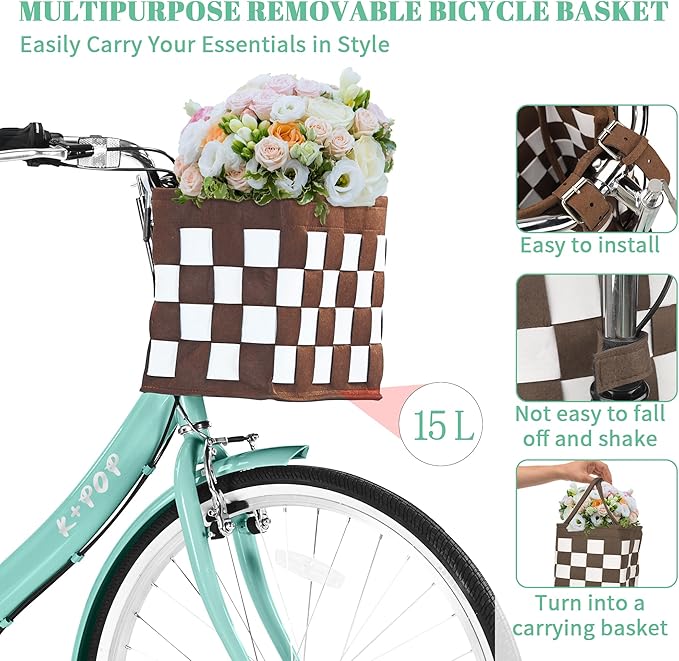 24/26 Inch Foldable Beach Cruiser Bike for Women, 7 Speed Folding Bikes for Adults, Womens City Bike with Basket & Adjustable Seat, Step Through Commute Bikes for Women Adults