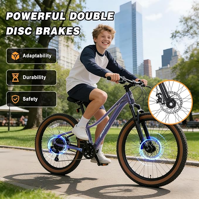 SPATIAL Mountain Bike, 20/24/26/27.5/29 inch Outdoor Cycling Bike,21/8 Speed Lightweight Aluminum Frame | Dual Disc Brakes,Adjustable Ergonomic Seat for Men Women Adult Teens