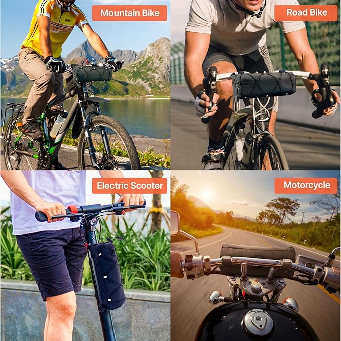 HX Bike Handlebar Bag Bicycle Front Bag Shoulder Bag Storage Pouch Pack HandBag with Shoulder Strap for Road Mountain Bike Cycling Travel (Black)