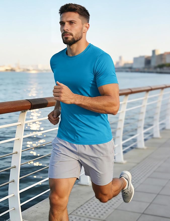 MAGCOMSEN Men's Short Sleeve UPF 50+ T-Shirt Quick Dry Workout Athletic Running Swim Tops Tee Rash Guard Performance Shirts
