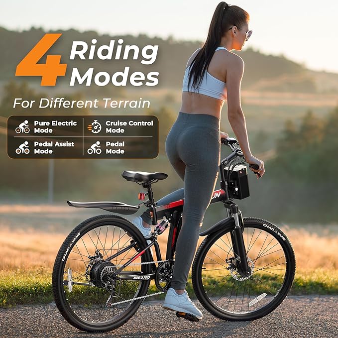 VARUN Folding Electric Bike for Adults - Peak 750W Motor 26" Ebikes, Foldable Electric Bike with 48V Longe Range Battery, Up to 20+MPH 50 Miles, 7-Speed Gears & Dual Hydraulic Suspension