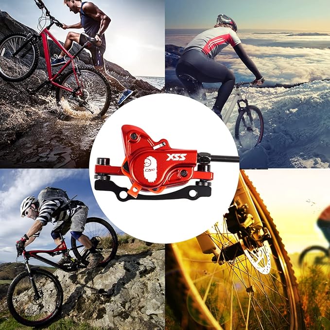 Chooee Mountain Bike Hydraulic Disc Brake ，MTB Hydraulic Disc Brake Set Right Front 800mm Left Rear 1450mm Hydraulic Brake，Red