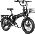 Jasion EB7 2.0 Adult Electric Bicycles, 28MPH Folding Electric Bike,1200W Peak Motor, 480WH Battery 55Miles Commute Ebikes for Adults,Shock Absorber,20" Fat Tire for City,Beach,Snow,Mountain
