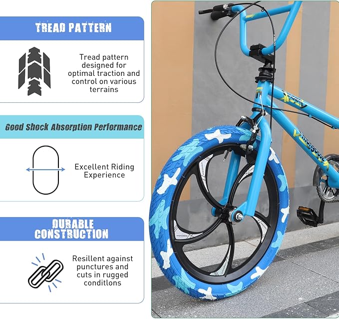 ZUKKA 20 x 2.35 Bike Tire 1/2 Pack 20 inch x 2.35 BMX Bike Tire Folding Replacement Tire for MTB Mountain Bike, BMX Bicycle Commuter Bike