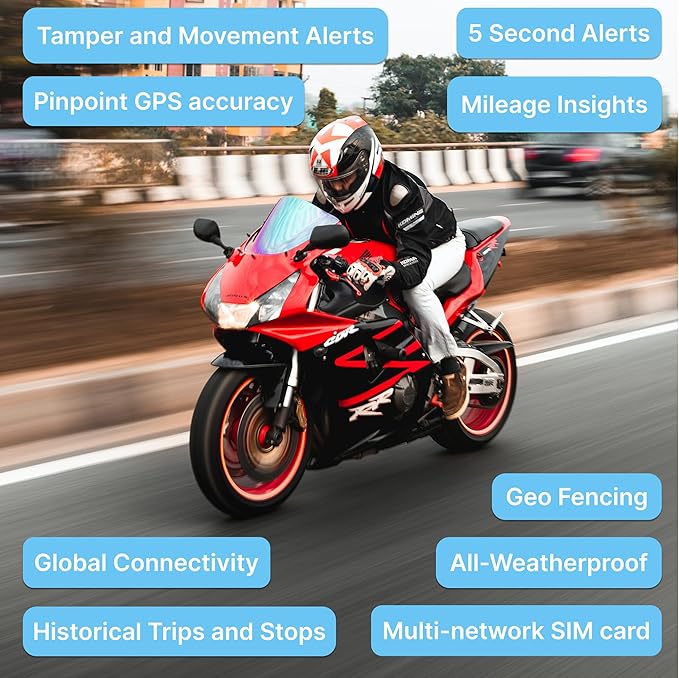 Spy Tec Pulse Moto GPS Motorcycle Tracker - Waterproof Real-Time Tracking w/ 5 Second Updates - Ideal Hard-Wired GPS Tracking for Vehicles Like Mopeds, Scooters, Boats, ATVs | Needs Subscription