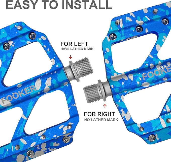 FOOKER Bike Pedals Non-Slip Aluminum Alloy MTB Mountain Bike Pedals 3 Bearing 9/16" for Road BMX MTB Bikes