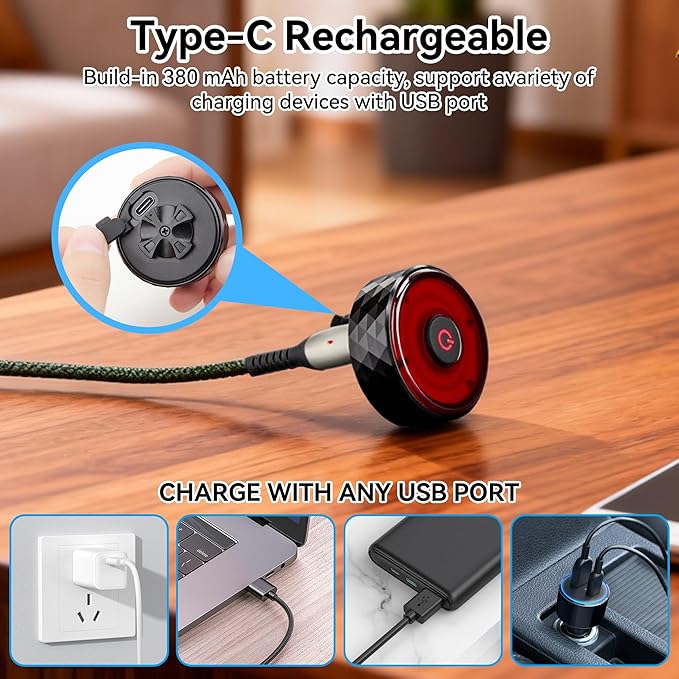 Bike Tail Light with Tracker, GPS Tracker(Work with Apple Find My,iOS Only),Type C USB Rechargeable 5 Light Modes, IPX6 Waterproof,Bicycle Taillight Road Mountain Night Riding Cycling Safety Flash