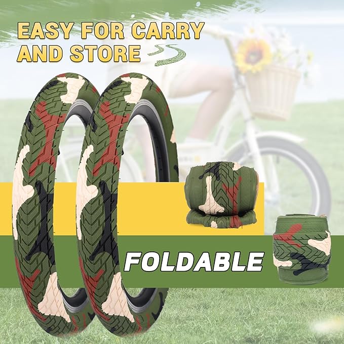 ZUKKA 20 x 2.35 Bike Tire 1/2 Pack 20 inch x 2.35 BMX Bike Tire Folding Replacement Tire for MTB Mountain Bike, BMX Bicycle Commuter Bike