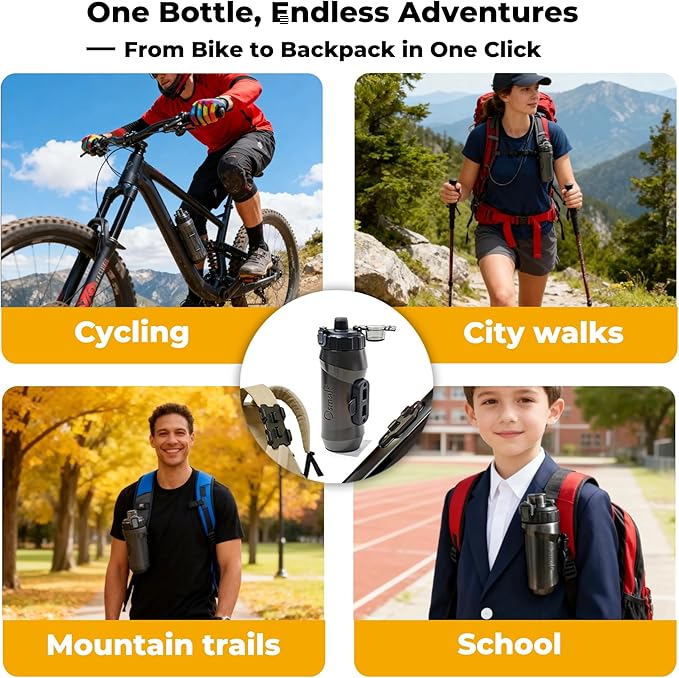 OsmaR Magnetic Bicycle Water Bottle 15oz (450ml) – Dual-Lock Quick-Release Squeeze Bottle with Push-Button Mechanical Lock, Bike & Backpack Mount