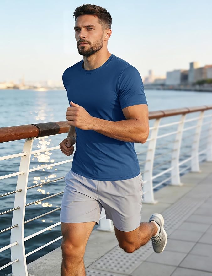 MAGCOMSEN Men's Short Sleeve UPF 50+ T-Shirt Quick Dry Workout Athletic Running Swim Tops Tee Rash Guard Performance Shirts