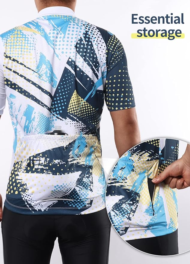 BERGRISAR Cycling Jersey Mens Bike Shirts Short Sleeve Bicycle Biking Clothes with Pockets Reflective