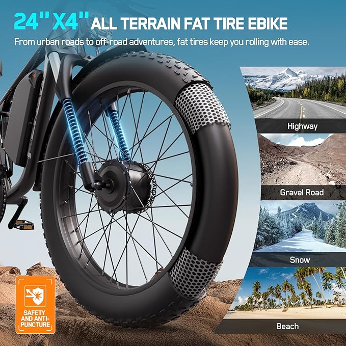 6000W Electric Bike for Adults, 45MPH Dual Motor Ebike, 60V 1200WH E Bike, 100 Miles Bicycle, Full Suspension, Dual Hydraulic Disc Brake Ebike, Charge Voltage 67.2V, Brake/Turn Signal