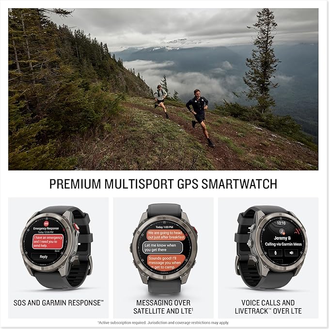 PlayBetter Garmin Fenix 8 Pro AMOLED Sapphire (51mm, Titanium/Graphite) Multisport GPS Smartwatch Bundle - 1.4” Touchscreen, inReach Technology Wireless Running Earbuds