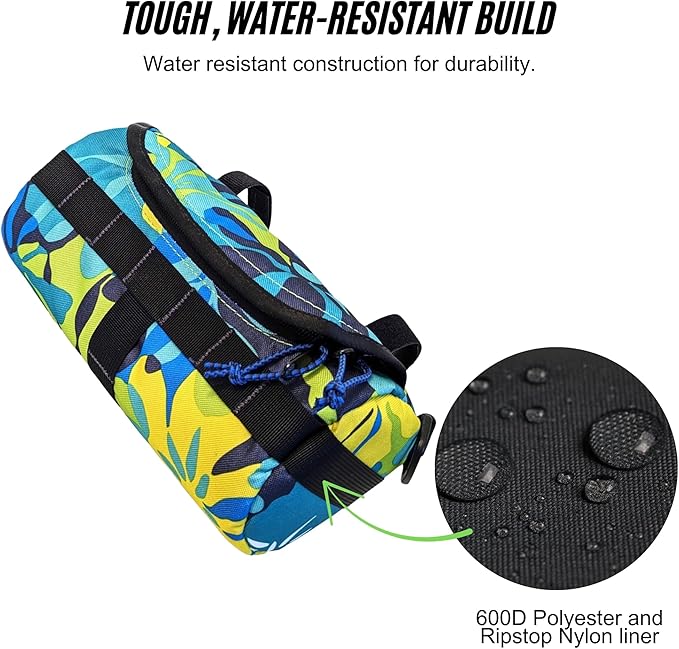 Handlebar Bag (MargaRidaVille) | 2 Liter Capacity | Spacious Bike Bag w/ 2 Extra Long Buckle Straps & 1 Hook-and-Loop Strap | Water Resistant Front Basket | Bike Accessories | Made in USA