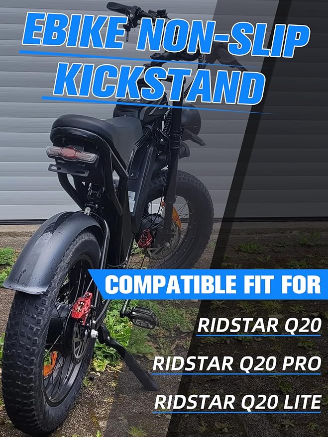 EBike Kickstand CNC Compatible Fit for Ridstar Q20/Q20 Pro Lite Super 73 S2/RX, Non-slip Electric Dirt Bike Kick Side Stand Adjusts from 12.4" to 14.6" (314-370mm)