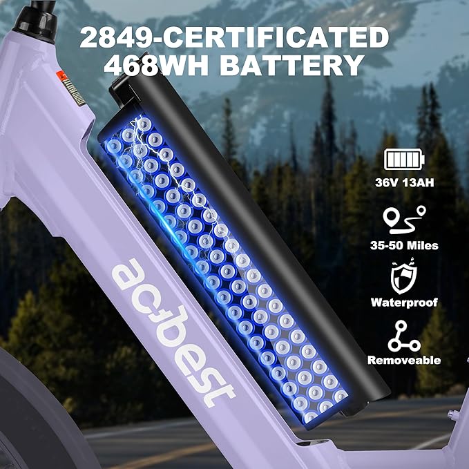 ACTBEST Core-Swept Electric Bike for Adults - 468Wh Removable Battery, Peak 750W Brushless Motor Cityrun Ebike,Up to 50 Miles, 26" Step Thru Commuter Electric Bicycle, with 7 Speed, E-Bikes