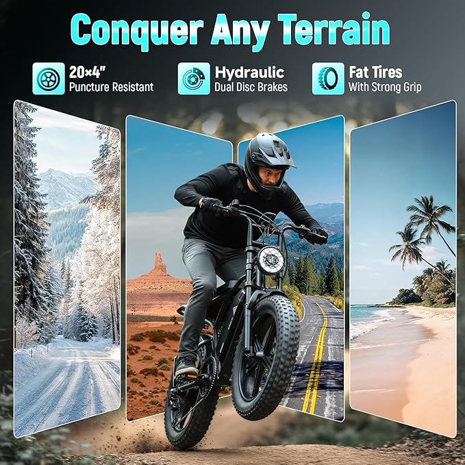 TST Electric Bike for Adults, 1500W Peak Motor, 28 MPH, 20" x 4.0" Fat Tire E-Bike, 48V 15Ah/25Ah Removable Battery, Dual Hydraulic Disc Brakes, Dual Suspension, LCD & APP, UL 2849 Certification