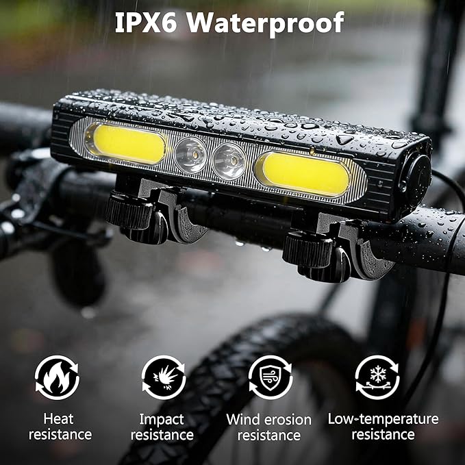 Bike Lights for Night Riding,1500 Lumens High&Low Beam Front Light, OLED Display USB-C Rechargeable Bicycle Lights,IPX6 Waterproof Ebike Headlight with Tail Light for MTB,Off-Road,City Riding