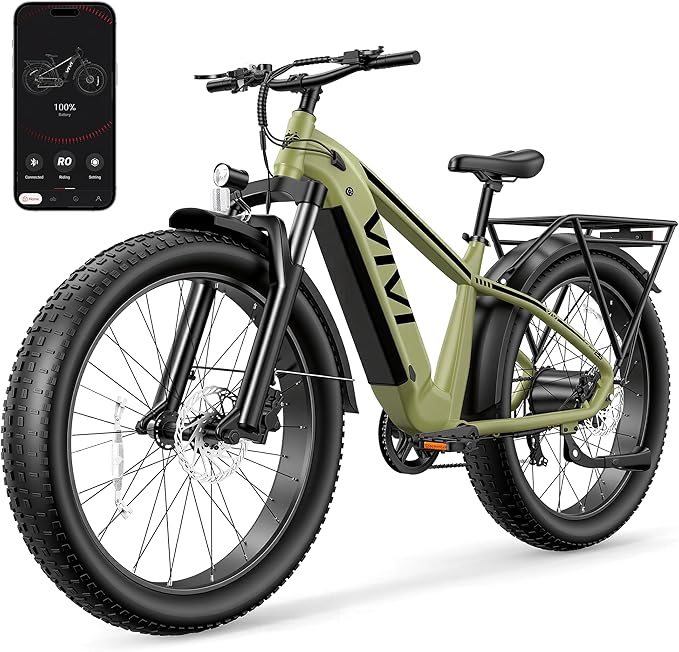 Vivi ACE01 Electric Bike for Adults,26" x 4.0 Fat Tire Ebike,1500W Peak Motor Torque Sensor Electric Mountain Bike,25MPH Electric Bicycle with 48V 15AH Battery,Hydraulic Brake,SGS Certified to UL2849