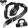 AKM Motorcycle Lock Chain Lock Anti-Theft 6.56ft/250cm Super Long Durable 12mm Thick Bike Chain Lock with 4 Keys Security 16mm U Lock,for Motorcycles,Containers,Trailers,ATV