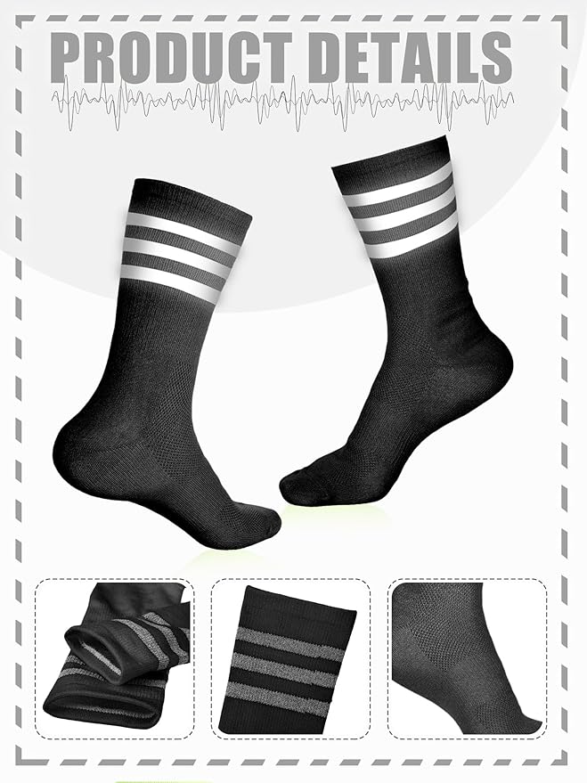 4 Pairs Glow in Dark Socks Cycling High Reflective Running Socks Night Safety Hosiery Compression Athletic