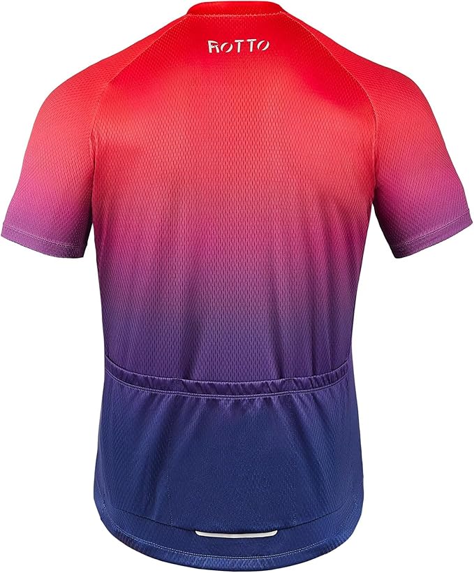 ROTTO Cycling Jersey Mens Bike Shirt Short Sleeve Gradient Color Series