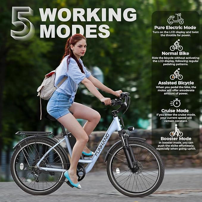 Electric Bike for Adults, 26" City Cruiser Ebike with 1000W Peak Motor, 21.7MPH 50 Miles Commuter Adult Electric Bicycles with 48V Battery, Adjustable Stem, 7-Speed, UL 2849 Certified