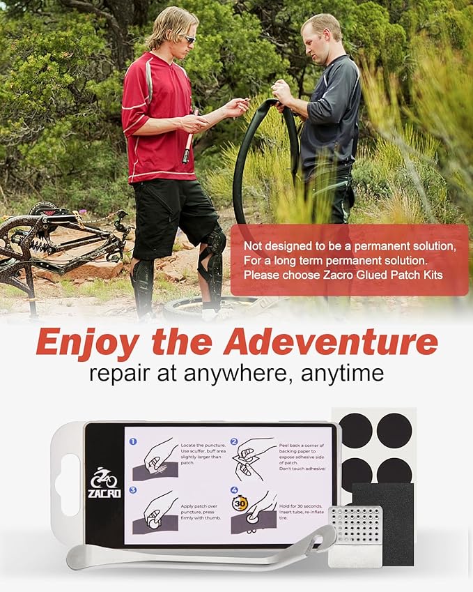 Zacro Bike Tire Repair Kit, Bike Tube Patch Kit with Stainless Steel Tire Levers, 24 PCS Bike Tube Patches,Metal Rasp, Bike Patch Kit for Mountain and Road Bike