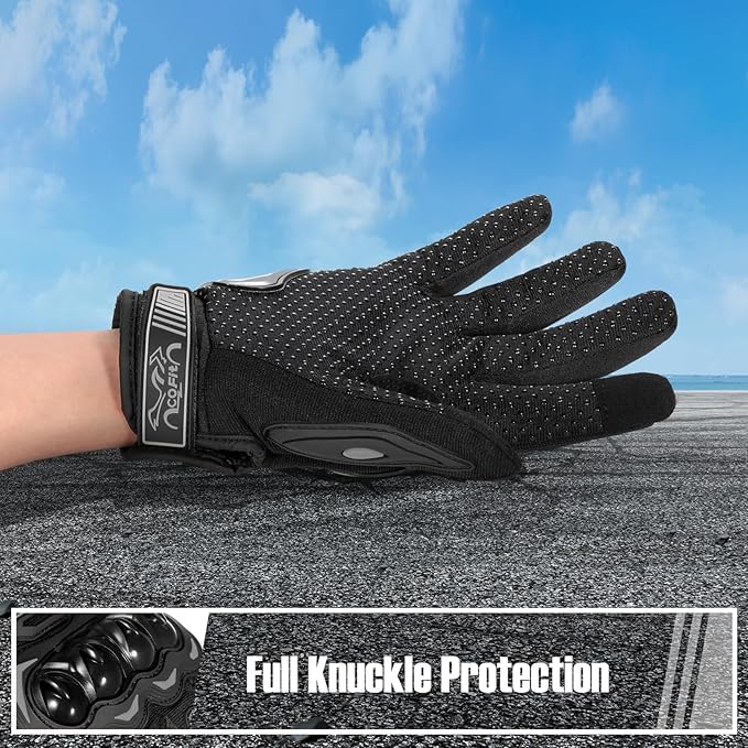 COFIT Motorcycle Gloves for Men and Women, Full Finger Touchscreen Motorbike Gloves for BMX ATV MTB Riding, Road Racing, Cycling, Climbing, Motocross - Black XL