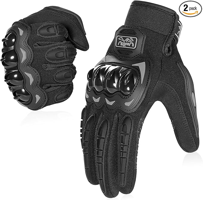 COFIT Motorcycle Gloves Breathable, Touchscreen Motorbike Gloves Anti-Slip with Good Grip Hard Knuckles Protection for Men Women Motocross, BMX ATV MTB Cycling, Road Racing - Black XXL