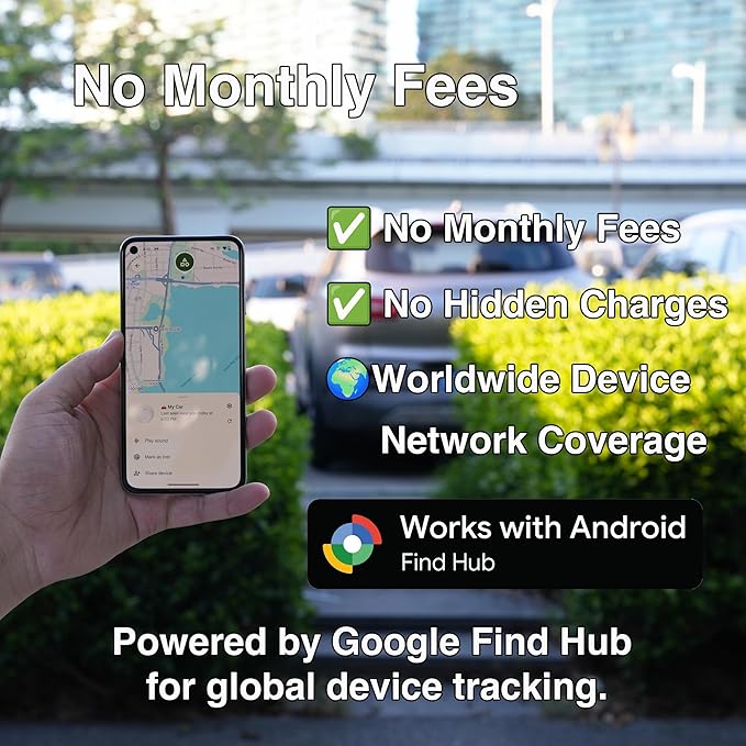 GPS Tracker for Vehicles – Google Find Hub Enabled, No Monthly Fee, Hidden Magnetic Waterproof Tracking Device for Vehicle, Trailer, Toolbox, Asset (Android Tracker)