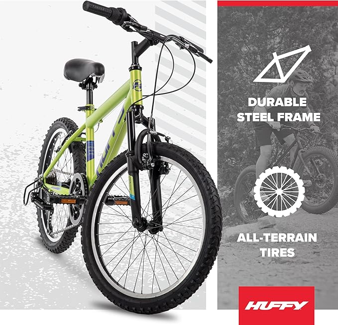 Huffy Stone Mountain Bike for Men and Women, 20”/24”/26”, 6-Speed (20”) or 21-Speed, Front or Dual Suspension (Varies), Multiple Colors, Adjustable Saddle, Shimano Equipped, All-Terrain Tires