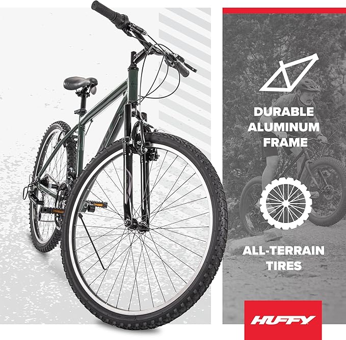 Huffy Mountain Bikes for Men, 26/27.5 Inch Sizes, Multiple Speeds, Suspension Available, Fat Tire Option, Sleek Graphics, Disc Brakes Available, Adjustable Comfort Saddle, Durable, Multiple Colors