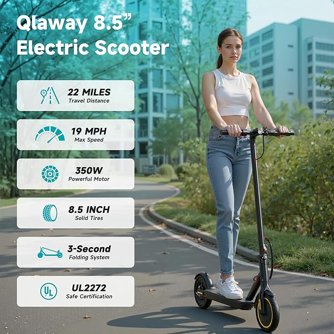 8.5" E Scooter for Adults 19/22 MPH 350/500W Motor 187.2/288.6/441WH Battery, Motorized Scooter Up to 22 Miles Range, Foldable Bearing 265 LBS/APP Control