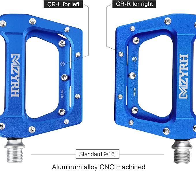 MZYRH Road/Mountain Bike Pedals MTB Pedals Aluminum Alloy Bicycle Pedals 9/16" Sealed Bearing Lightweight Platform for Road Mountain BMX MTB Bike