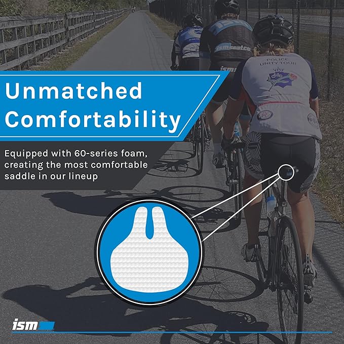 ISM Comfort Series Noseless Bike Saddle for Upright Riders - Anatomic Relief Bicycle Saddle for Hybrid, Police, Commuter Bikes, and Beach Cruisers - Wide and Thick Comfortable Bike Seat for Men/Women