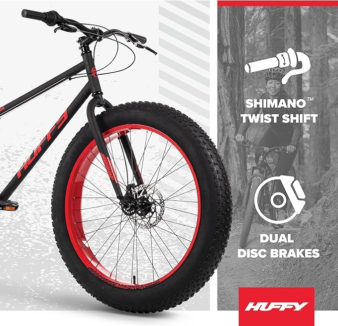 Huffy Mountain Bikes for Men, 26/27.5 Inch Sizes, Multiple Speeds, Suspension Available, Fat Tire Option, Sleek Graphics, Disc Brakes Available, Adjustable Comfort Saddle, Durable, Multiple Colors