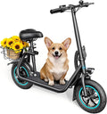 C1 Electric Scooter with Seat for Adults, 450W Motor, 20-Mile Range, 16 MPH, Foldable Commuter E-Scooter with Basket for Grocery, Pets, and Daily Commute– Carbon Black