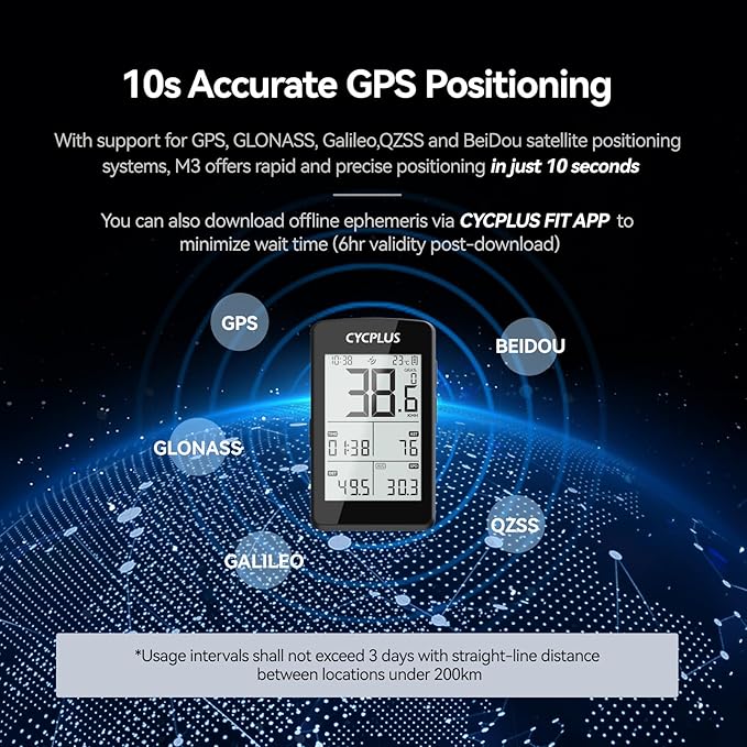 CYCPLUS Bike Computer GPS Wireless, ANT+ Cycling Computer GPS with Bluetooth, 2.8" LCD Screen,100+ Hours Battery Endurance Bike Speedometer with Auto Backlight IP67 Waterproof