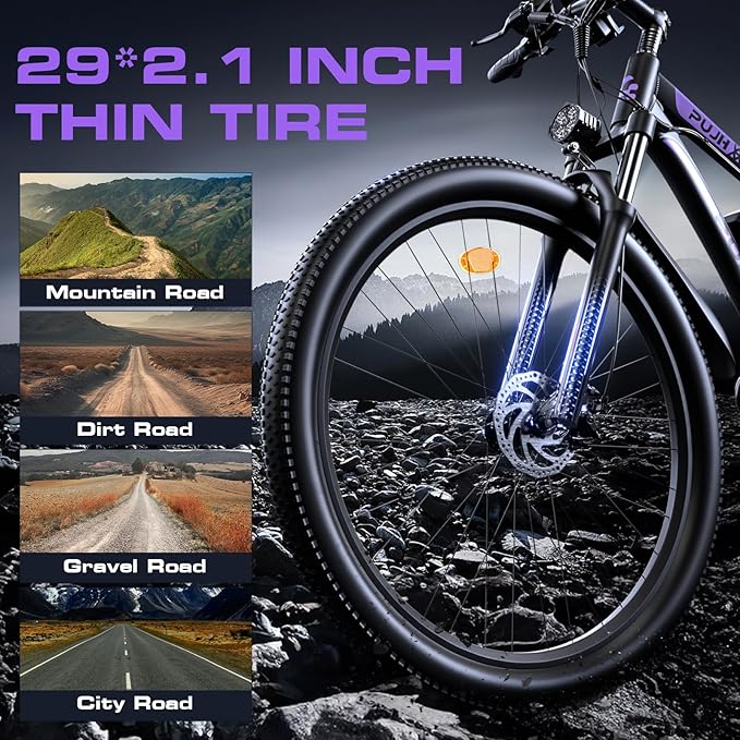 2000W Electric Bike for Men Women 48V 17.5Ah Battery, 29'' Fast Ebike,Max 34 Mph to 80 Miles, Front Suspension Class 3, Snow Off Road Commuter Mountain E-Bike for Adults