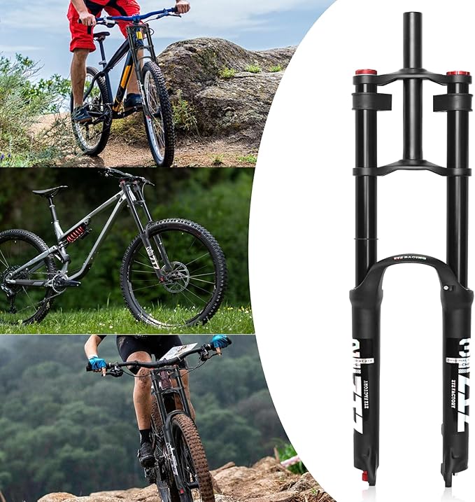 ZTZ 26/27.5/29 inch Mountain Bike Air Suspension Fork,Rebound Adjustment,180mm Travel,QR 9x100mm, 1-1/8 Straight Steerer, Ultralight Double Shoulder Design Front Fork for XC/AM MTB