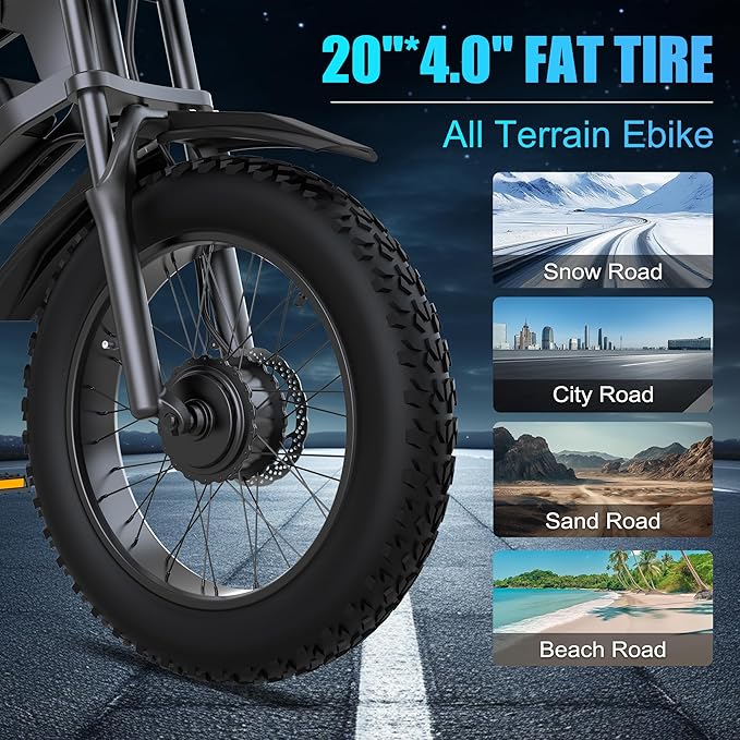 Retro Electric Bike for Adults,48V 20AH-1500/3000W Peak Motor Electric Bicycle-Max Speed 31-35MPH-Max 80 MI Range-20" x 4.0" Fat Tire Ebike,7-Speed, Dual Shock Absorber - UL 2849