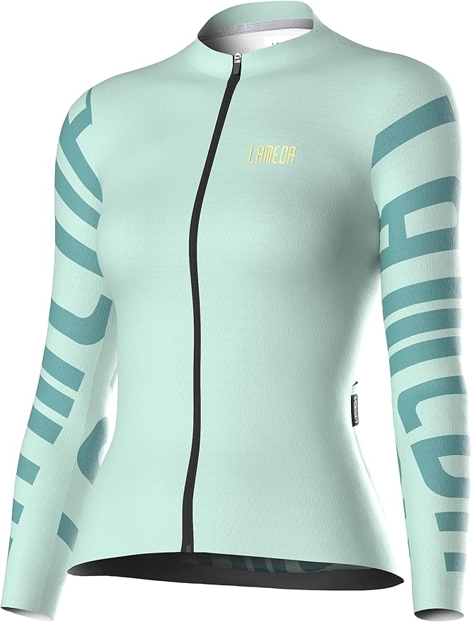 LAMEDA Cycling Jersey Women Long Sleeve, Breathable Bike Jersey with Pockets, Bike Shirts for Bicycle Road Biking Riding