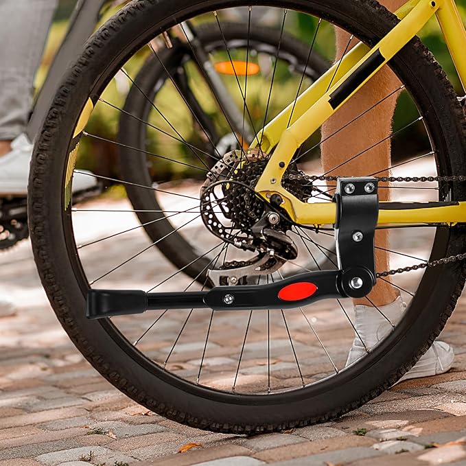 Bicycle Kickstand, Aluminium Alloy Bike Kickstand, Adjustable Bicycle Kickstand, Easy to Install Kick Stand, Rear Side Bike Stand, Non-Slip Foot for 24"-700C 16"-20" with Hex Wrench
