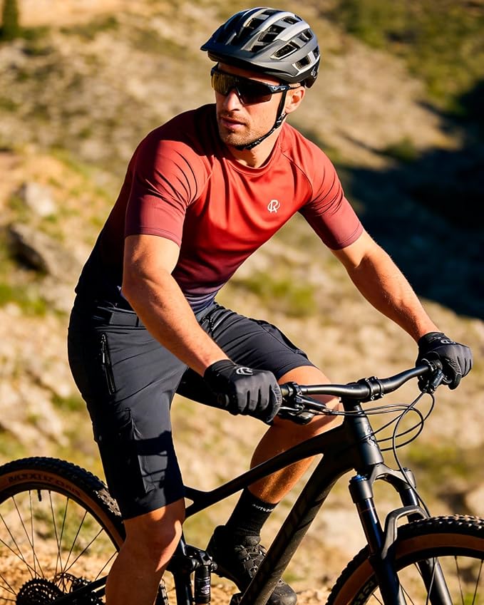 ROTTO Mens MTB Jersey Mountain Bike Cycling Shirt Short Sleeve for MTB BMX Downhill Wicking Quick Dry